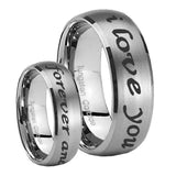 8mm I Love You Forever and ever Dome Brushed Tungsten Men's Wedding Band