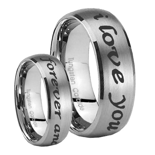 10mm I Love You Forever and ever Dome Brushed Tungsten Men's Wedding Band