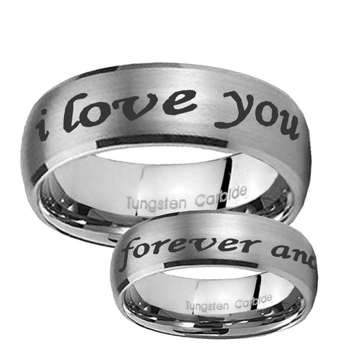 10mm I Love You Forever and ever Dome Brushed Tungsten Men's Wedding Band