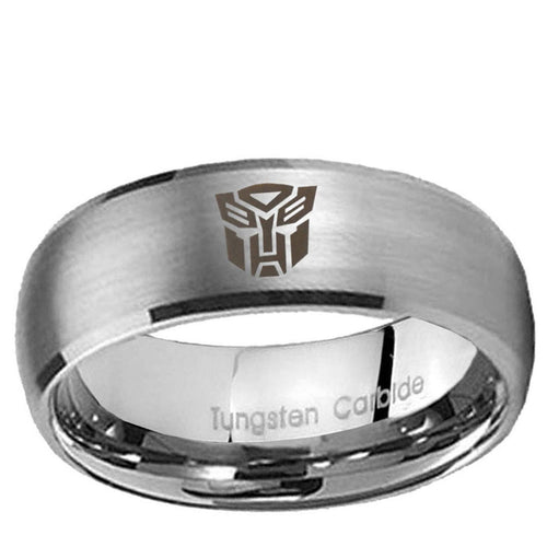 10mm Transformers Autobot Dome Brushed Tungsten Ring