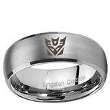 5, 8mm Decepticon Transformers Dome Brushed Tungsten Carbide Mens Ring
