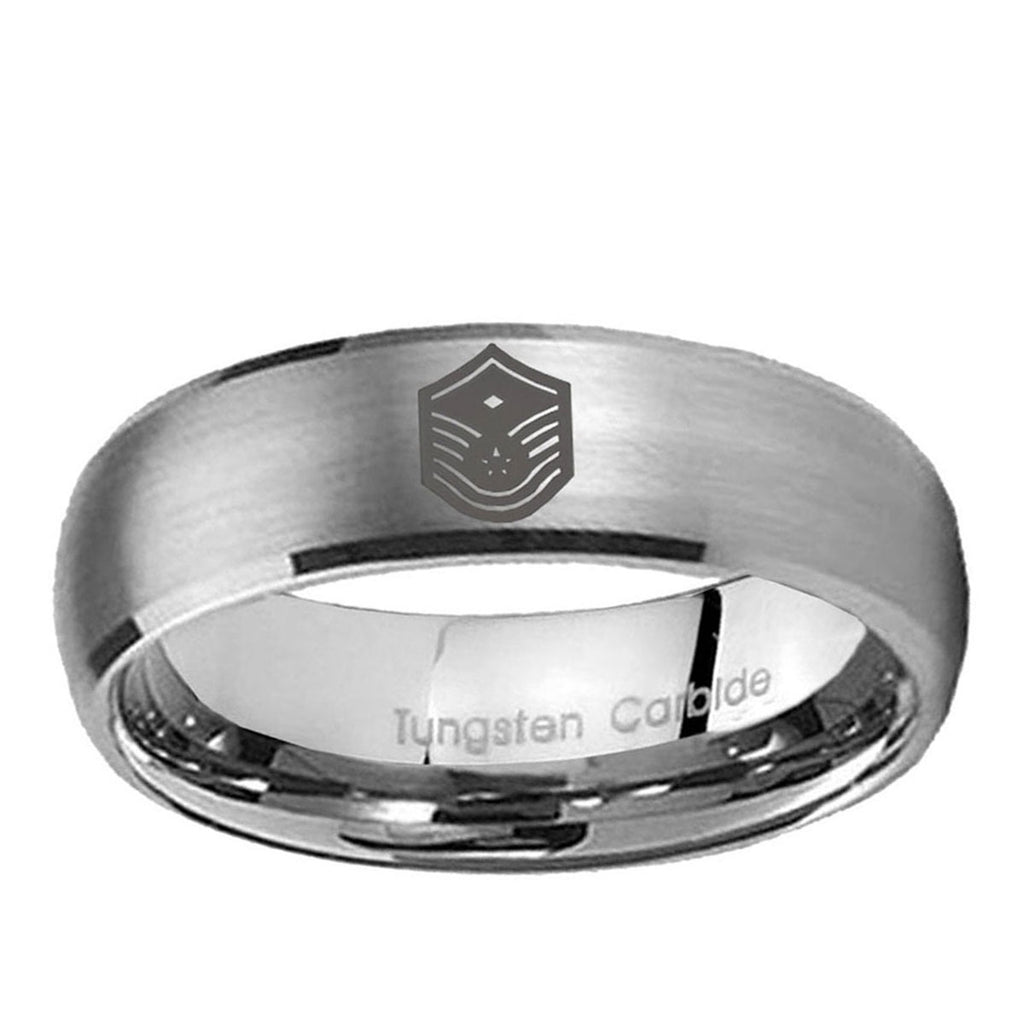 10mm Chief Master Sergeant Vector Dome Brushed Tungsten Ring