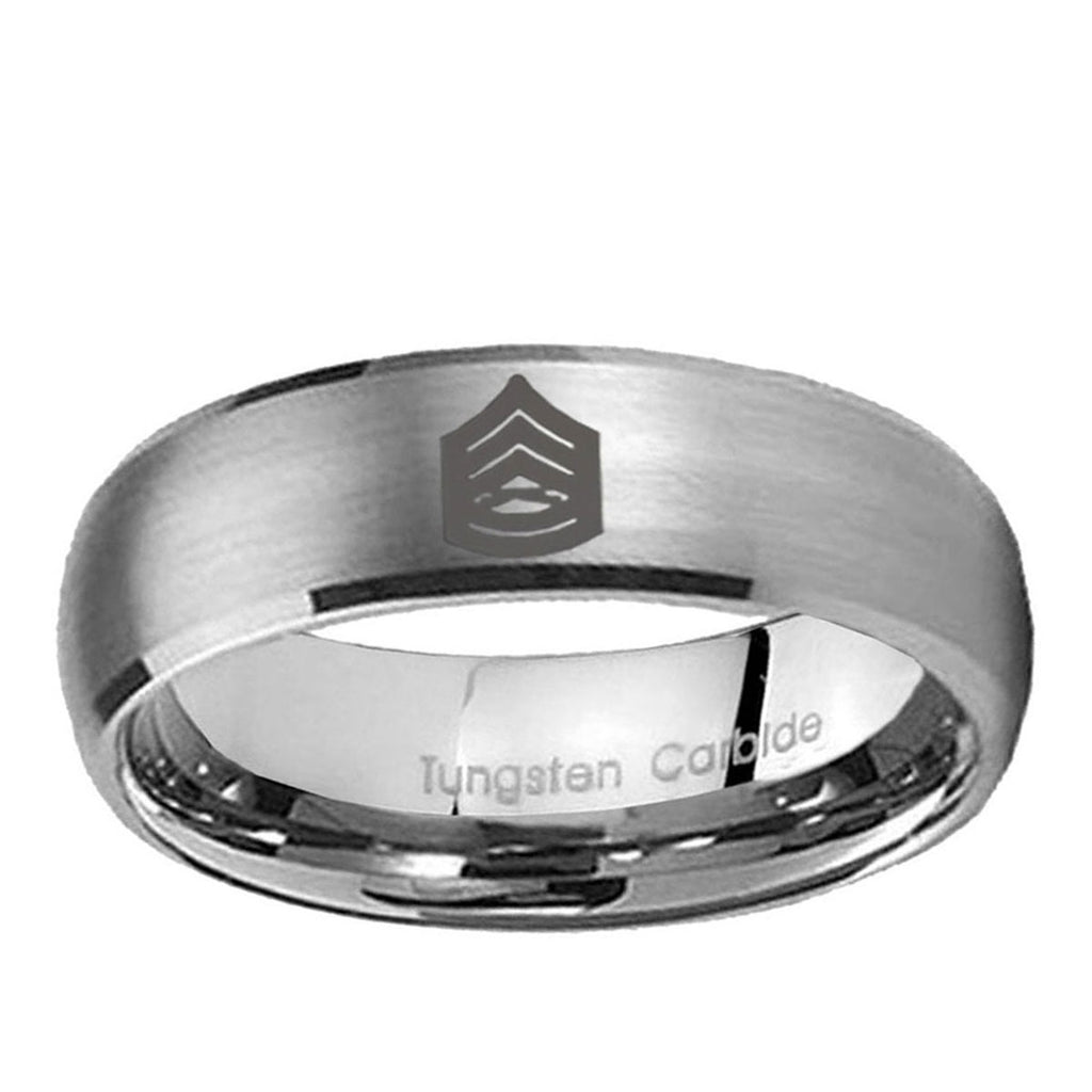 10mm Army Sergeant Major Dome Brushed Tungsten Ring
