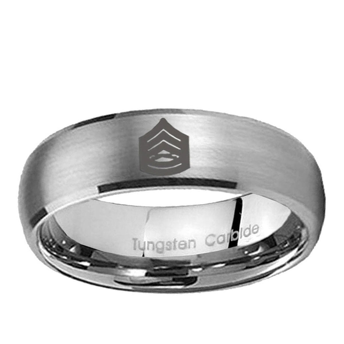 10mm Army Sergeant Major Dome Brushed Tungsten Ring