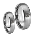 Army Sergeant Major Dome Brushed Tungsten Matching Ring Set