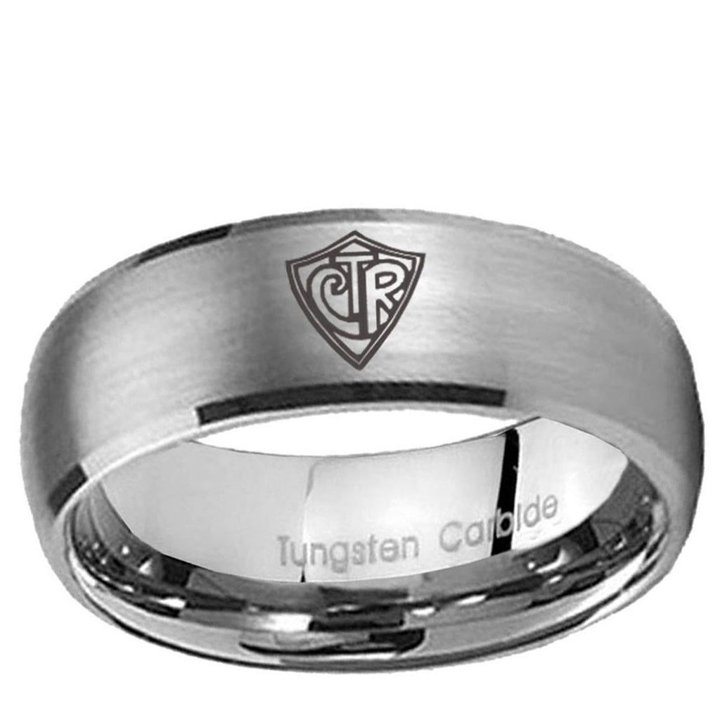 5MM CTR Dome Brushed Gray Tungsten Custom Engraved Ring