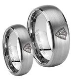 Bride and Groom CTR Dome Brushed Tungsten Carbide Men's Engagement Band Set