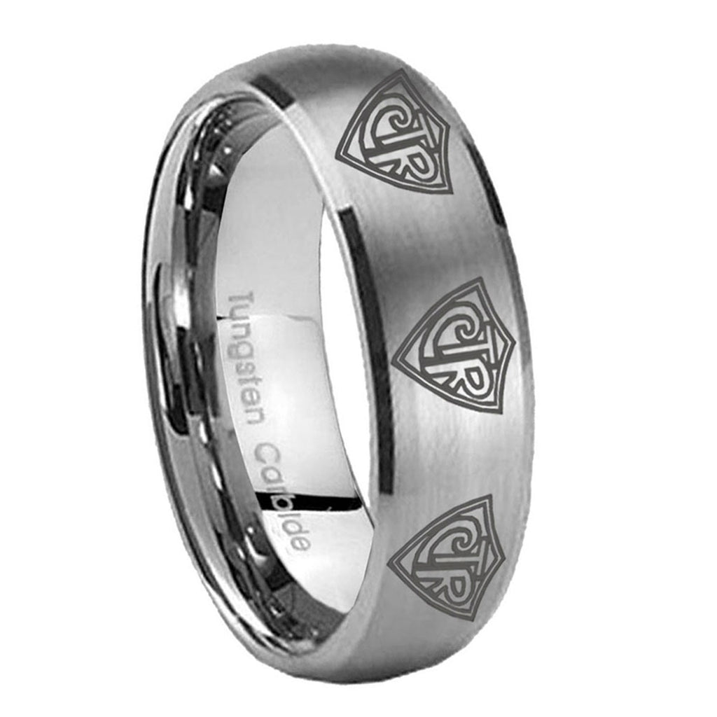 8MM Multiple CTR Dome Brushed Gray Tungsten Mens Casual Ring