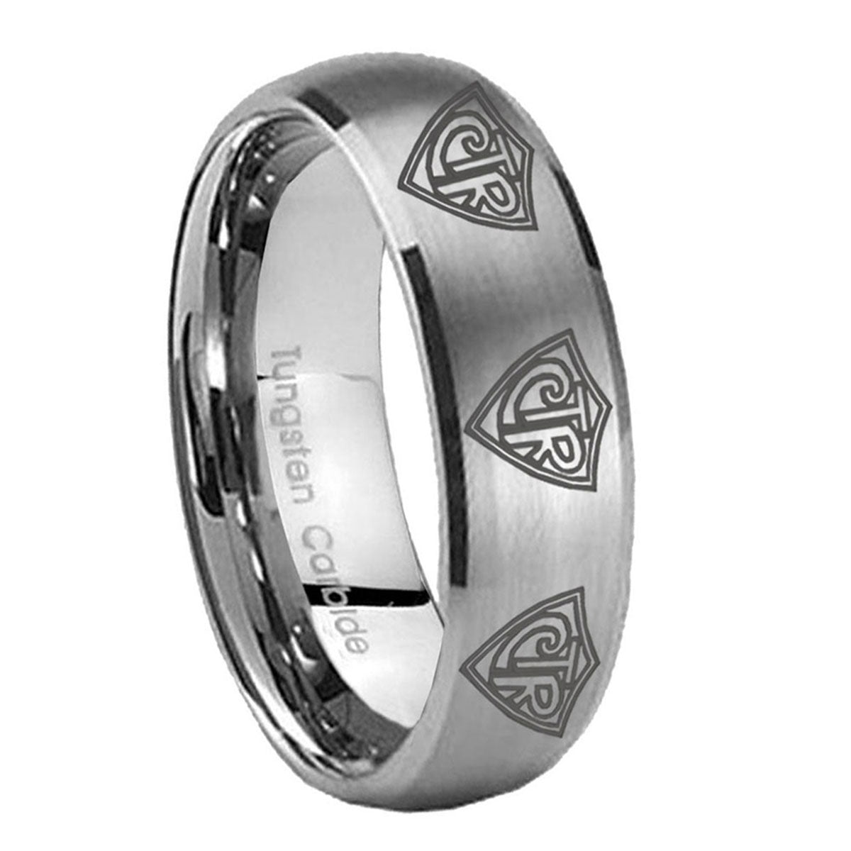 10mm Multiple CTR Dome Brushed Tungsten Carbide Mens Wedding Ring
