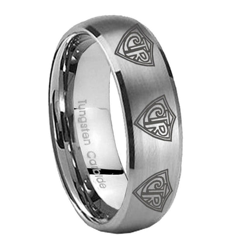 10mm Multiple CTR Dome Brushed Tungsten Carbide Mens Wedding Ring