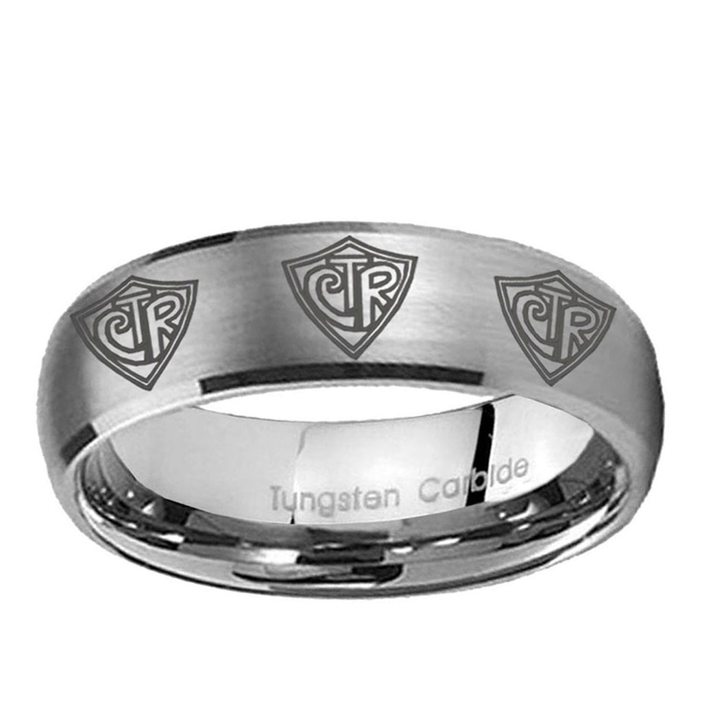 10mm Multiple CTR Dome Brushed Tungsten Ring