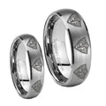 Multiple CTR Dome Brushed Tungsten His Hers Set Rings