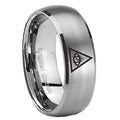 8MM Seeing Eye of Dome Brushed Gray Tungsten Wedding Band Men