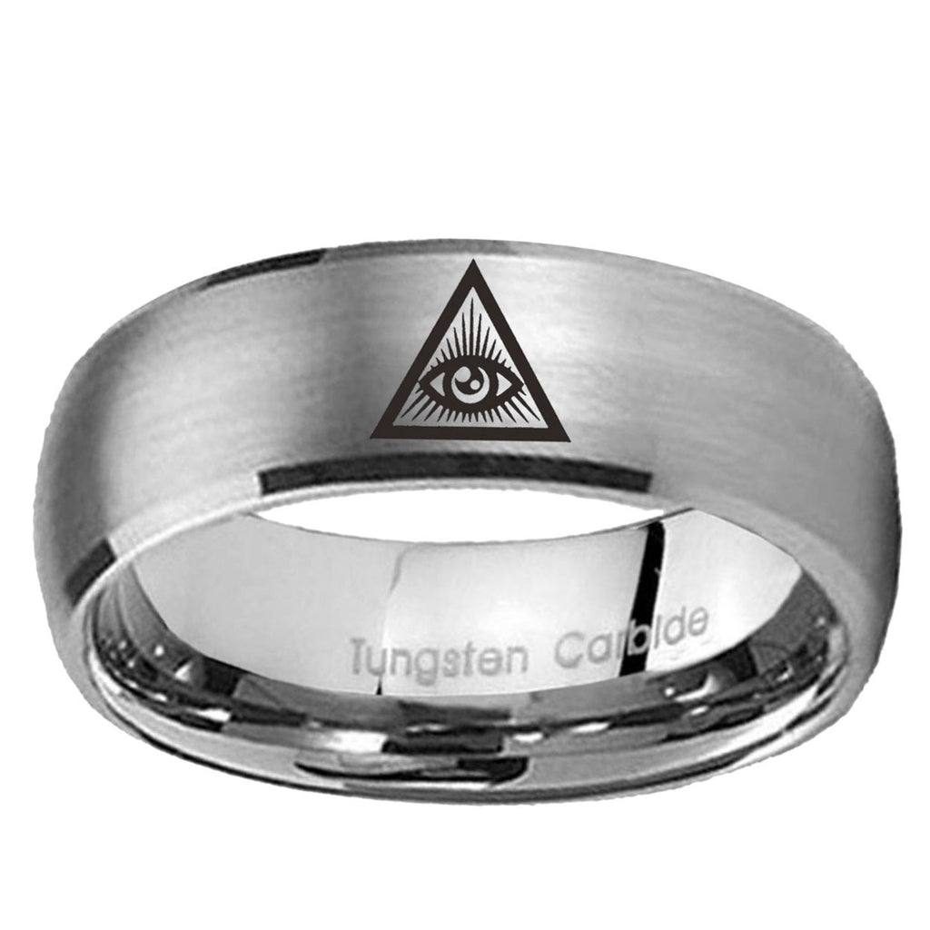 5MM Seeing Eye of Dome Brushed Gray Tungsten Wedding Band Men