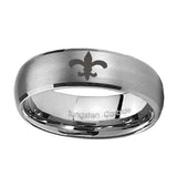8mm-Fleur-De-Lis-Dome-Brushed-Tungsten-Carbide-Wedding-Band-Ring