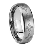 8mm Multiple Crosses Dome Brushed Tungsten Carbide Engagement Ring