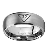 8mm-Masonic-32-Triangle-Freemason-Dome-Brushed-Tungsten-Carbide-Men's-Engagement-Band