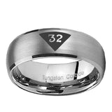 10mm-Masonic-32-Triangle-Design-Freemason-Dome-Brushed-Tungsten-Carbide-Men's-Engagement-Band