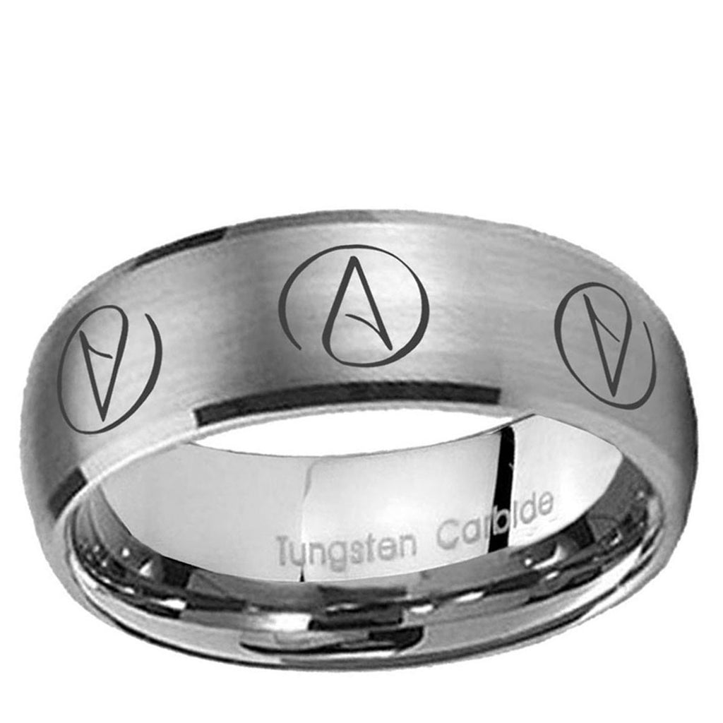 10mm Atheist Design Dome Brushed Tungsten Ring