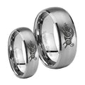 Wild Boar Dome Brushed Tungsten Couple Wedding Rings