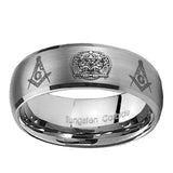 10mm-Masonic-32-Design-Dome-Brushed-Tungsten-Carbide-Mens-Ring-Personalized