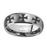 10mm-Multiple-Maltese-Cross-Dome-Brushed-Tungsten-Carbide-Mens-Anniversary-Ring