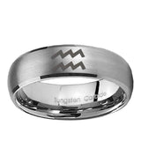 5, 8mm Aquarius Horoscope Dome Brushed Tungsten Ring