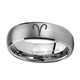 10mm-Aries-Zodiac-Dome-Brushed-Tungsten-Carbide-Wedding-Bands-Ring
