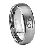 His Hers Cancer Horoscope Dome Brushed Tungsten Wedding Engraving Ring Set