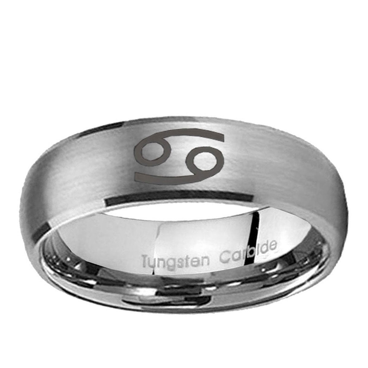10mm Cancer Horoscope Dome Brushed Tungsten Ring