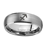 10mm-Sagittarius-Zodiac-Dome-Brushed-Tungsten-Carbide-Engagement-Ring