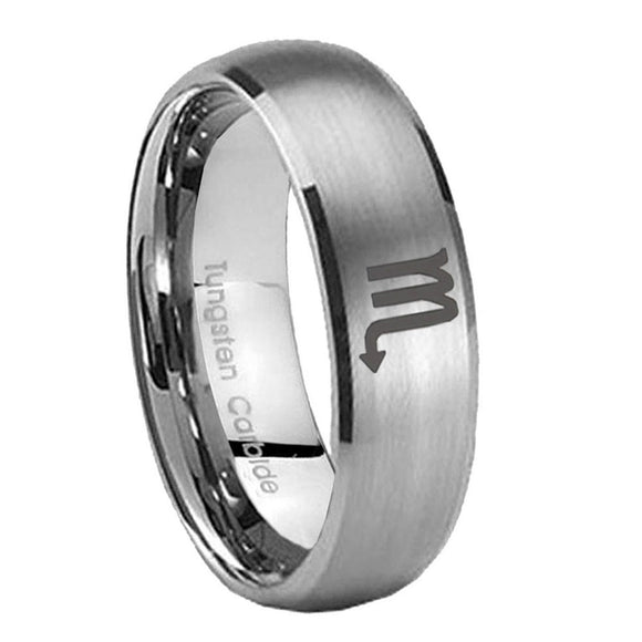 8mm-Scorpio-Horoscope-Dome-Brushed-Tungsten-Carbide-Engraved-Ring