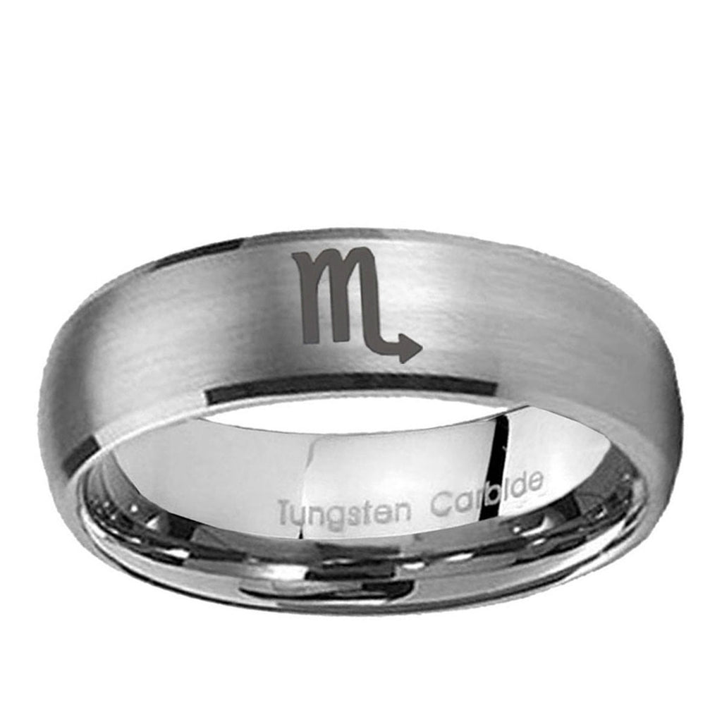 5MM Scorpio Horoscope Dome Brushed Gray Tungsten Wedding Band