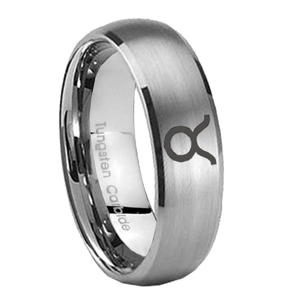 8MM Taurus Horoscope Dome Gray Tungsten Man Wedding Ring