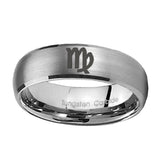 8mm-Virgo-Zodiac-Dome-Brushed-Tungsten-Carbide-Men's-Band-Ring