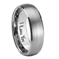 8MM I Love You Dome Gray Tungsten Promise Ring For Men