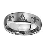 8mm-Celtic-Triangle-Fleur-De-Lis-Dome-Brushed-Tungsten-Men's-Wedding-Ring