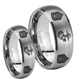 Marine Army Sergeant Dome Brushed Tungsten Bridal Set Ring