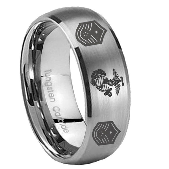 8mm-Marine-Chief-Master-Sergeant--Dome-Brushed-Tungsten-Carbide-Wedding-Bands-Ring