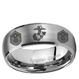 10mm Marine Chief Master Sergeant Dome Brushed Tungsten Ring