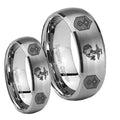 Marine Chief Master Sergeant Dome Brushed Tungsten Bridal Set Rings