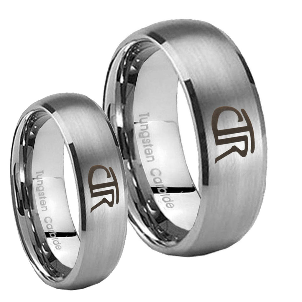 CTR Dome Brushed Tungsten Mens Band Set