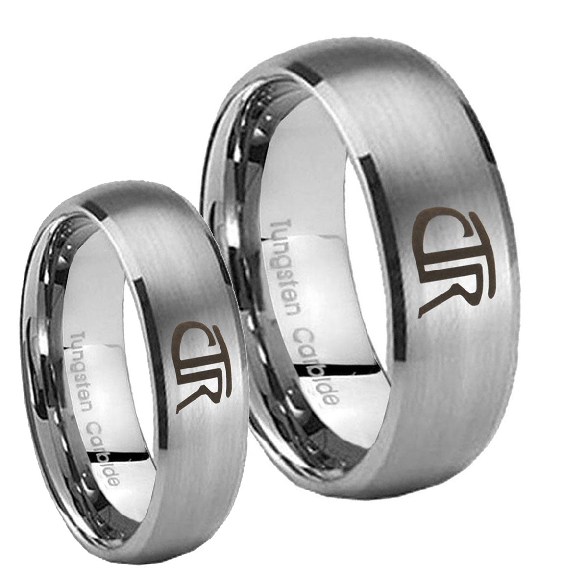 CTR Dome Brushed Tungsten Mens Band Set