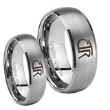 Bride and Groom CTR Dome Brushed Tungsten Carbide Men's Ring Set