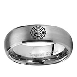 5, 8mm Fire Department Dome Brushed Tungsten Ring