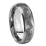 10mm-Etched-Tribal-Pattern-Dome-Brushed-Tungsten-Carbide-Men's-Bands-Ring