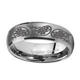 10mm-Etched-Tribal-Pattern-Dome-Brushed-Tungsten-Carbide-Men's-Bands-Ring