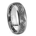 10mm Etched Tribal Pattern Dome Brushed Tungsten Carbide Men's Bands Ring