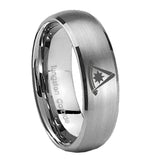 His Hers Pester Master Masonic Dome Brushed Tungsten Men's Engagement Band Set