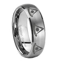 8MM Multiple Pester Master Dome Brushed Gray Tungsten Band For Men